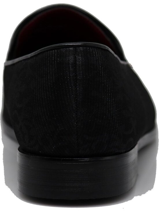 Enzo Romeo Men\'s Black Satin Silky Floral Chain Buckle Loafer Slip On Shoes main image 2